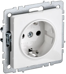 BRITE Розетка 1-местная с заземлением с защитными шторками 16А РС14-1-0-БрБ белый IEK