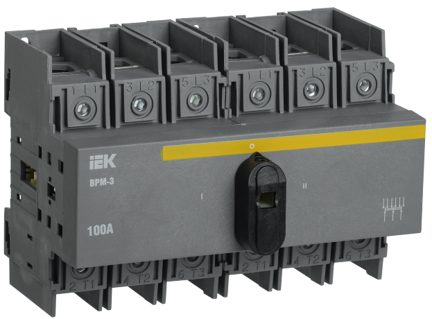 Выключатель-разъединитель модульный ВРМ-3 3P 100А IEK