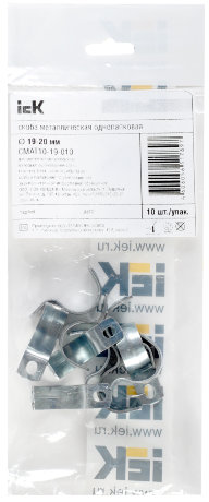 Скоба металлическая однолапковая d19-20мм (10шт/упак) IEK