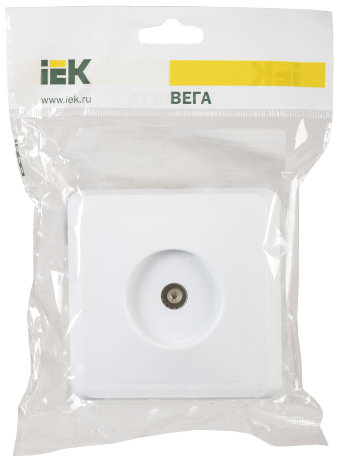 Розетка 1-местная телевизионная РТВ10-ВБ ВЕГА белый IEK