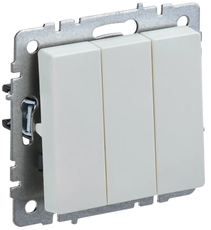 BRITE Выключатель 3-клавишный 10А ВС10-3-0-БрЖ жемчуг IEK