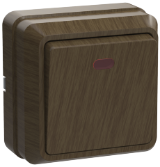 Выключатель 1-клавишный для открытой установки с индикацией ВС20-1-1-ОД 10А ОКТАВА дуб IEK