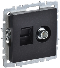 BRITE Розетка двойная TV+RJ45 кат.5E РТВ/РК12-БрЧ черный IEK