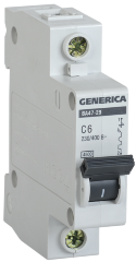 Выключатель автоматический ВА47-29 1Р 6А 4,5кА С GENERICA