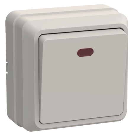 Выключатель 1-клавишный для открытой установки с индикацией ВС20-1-1-ОКм 10А ОКТАВА кремовый IEK