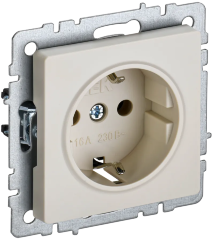 BRITE Розетка 1-местная с заземлением с защитными шторками 16А РС14-1-0-БрКр бежевый IEK