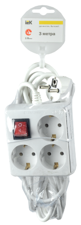 Удлинитель У-С03К-выкл. 3 места 2P+PE/3м 3х1мм2 16А/250В IEK