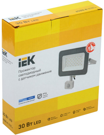 Прожектор светодиодный СДО 07-30Д с датчиком движения IP54 серый IEK