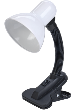 LIGHTING Светильник настольный 1001 на прищепке Е27 белый IEK