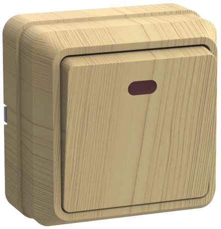 Выключатель 1-клавишный для открытой установки с индикацией ВС20-1-1-ОС 10А ОКТАВА сосна IEK