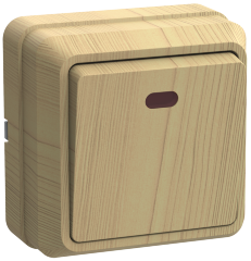 Выключатель 1-клавишный для открытой установки с индикацией ВС20-1-1-ОС 10А ОКТАВА сосна IEK