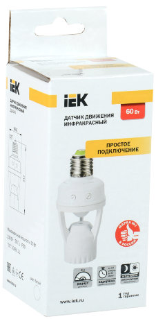 Датчик движения ДД-045 E27 60Вт 360град 6м IP20 белый IEK