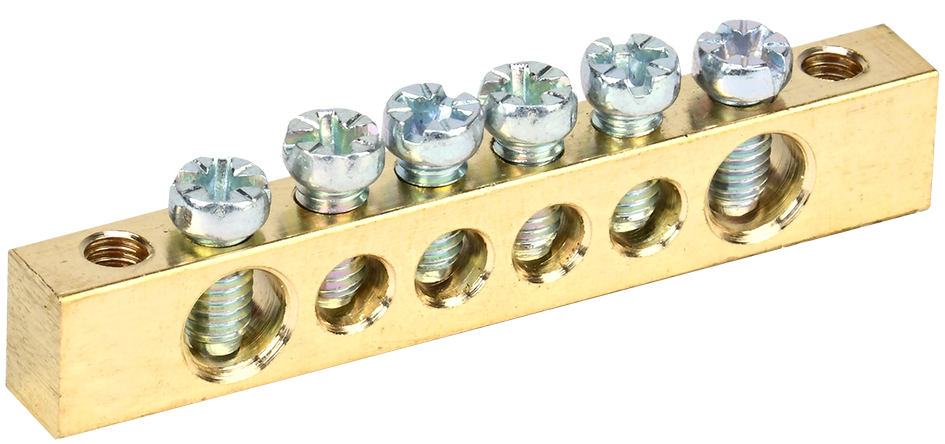 Шина PEN "земля-ноль" 6х9мм 6/2 (6групп/крепеж по краям) IEK