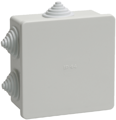 Коробка распаячная КМ41235 для открытой проводки 85х85х40мм IP44 (RAL 7035, 6 гермовводов) IEK