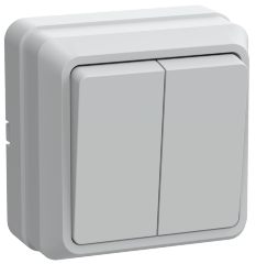 Выключатель 2-клавишный для открытой установки ВС20-2-0-ОБ 10А ОКТАВА белый IEK