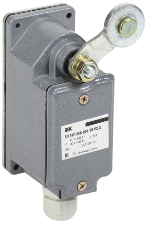 Выключатель концевой ВП 16Г-23Б-231-55 У2.3 рычаг с роликом/ход вправо/cамовозврат 1з+1р IP55 IEK