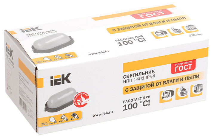 Светильник НПП1201 овал 100Вт IP54 черный IEK