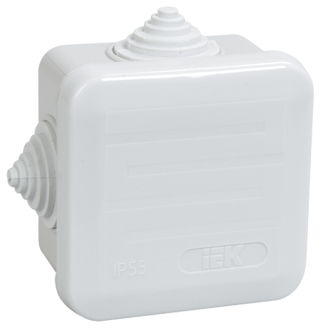 Коробка распаячная КМ41236 для открытой проводки 70х70х40мм IP44 (RAL 7035, 4 гермоввода, защелкивающаяся крышка) IEK