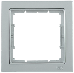 Рамка 1-местная квадратная РУ-1-БС BOLERO Q1 серебряный IEK