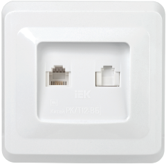 Розетка 2-местная компьютерная и телефонная РК/Т12-ВБ RJ11/RJ45 ВЕГА белый IEK