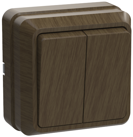 Выключатель 2-клавишный для открытой установки ВС20-2-0-ОД 10А ОКТАВА дуб IEK