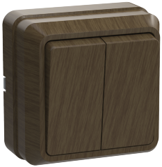 Выключатель 2-клавишный для открытой установки ВС20-2-0-ОД 10А ОКТАВА дуб IEK