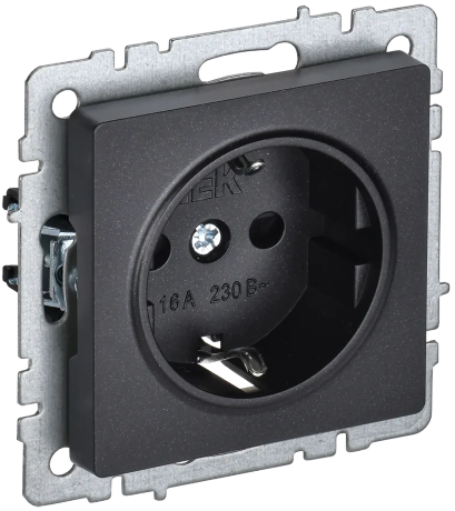 BRITE Розетка 1-местная с заземлением с защитными шторками 16А РС14-1-0-БрЧ черный IEK