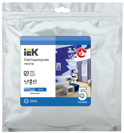 Лента светодиодная 5м LSR-2835B60-4,8-IP20-12В IEK