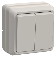 Выключатель 2-клавишный для открытой установки ВС20-2-0-ОКм 10А ОКТАВА кремовый IEK