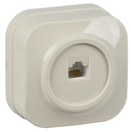 Розетка одноместная для открытой установки телефонная РТ20-ХК GLORY кремовый IEK