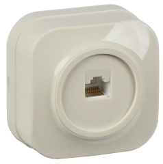 Розетка одноместная для открытой установки телефонная РТ20-ХК GLORY кремовый IEK