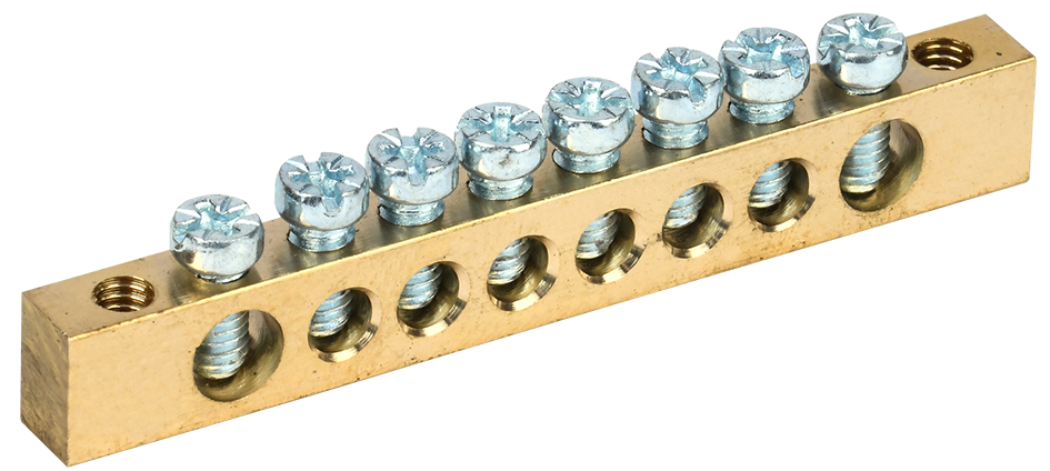 Шина PEN "земля-ноль" 6х9мм 8/2 (8групп/крепеж по краям) IEK