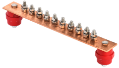 Шина заземляющая главная 285х40х4мм на 10 подключений медь IEK