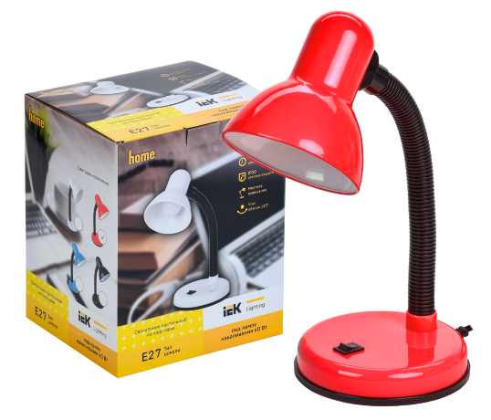 LIGHTING Светильник настольный 1002 на подставке Е27 красный IEK