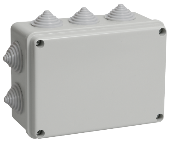 Коробка распаячная КМ41241 для открытой проводки 150х110х70мм IP44 (RAL 7035, 10 гермовводов) IEK