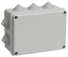 Коробка распаячная КМ41241 для открытой проводки 150х110х70мм IP44 (RAL 7035, 10 гермовводов) IEK
