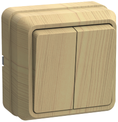 Выключатель 2-клавишный для открытой установки ВС20-2-0-ОС 10А ОКТАВА сосна IEK