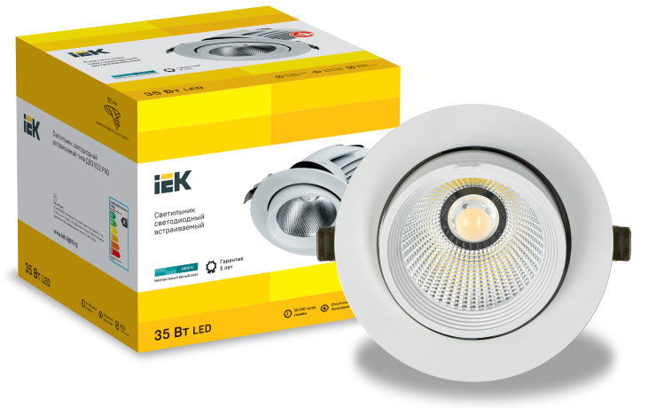 LIGHTING PRO Светильник светодиодный коленчатый ДВО 1822 35Вт 4000К IP20 круг белый IEK