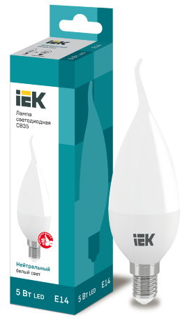 Лампа светодиодная CB35 свеча на ветру 5Вт 230В 4000К E14 IEK