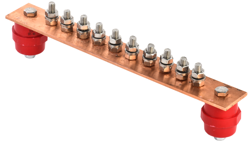 Шина заземляющая главная 360х40х4мм на 10 подключений медь IEK