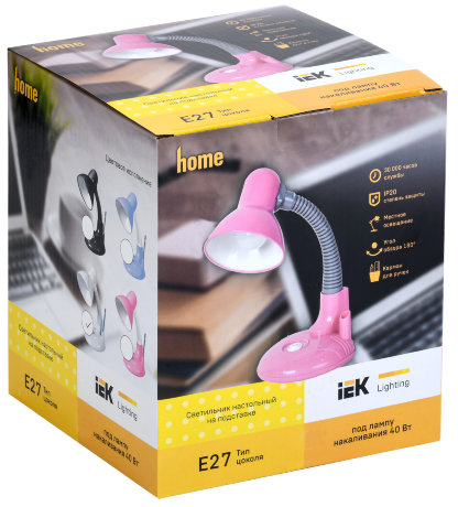 LIGHTING Светильник настольный 1005 с кармашком Е27 белый IEK