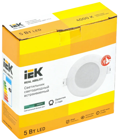 Светильник светодиодный ДВО 1711 белый круг 5Вт 4000К IP40 IEK