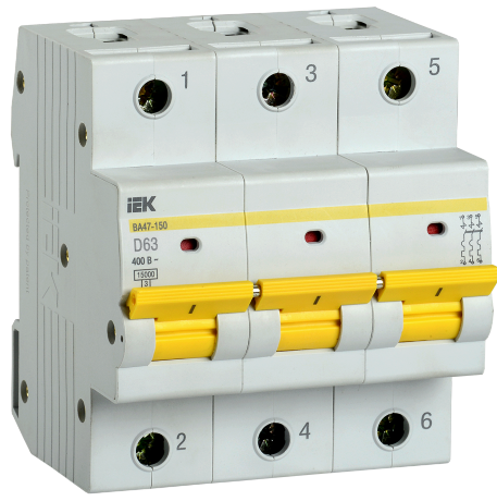 Выключатель автоматический ВА47-150 3Р 63А 15кА D IEK