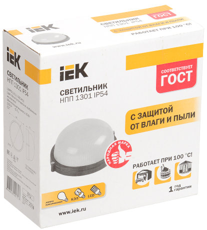 Светильник НПП1301 круг 60Вт IP54 белый IEK