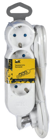 Удлинитель У03 3 места 2P+PE/1,5м 3х1,5мм2 16А/250В UNO IEK