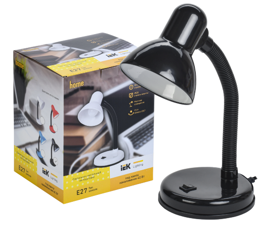 LIGHTING Светильник настольный 1002 на подставке Е27 черный IEK