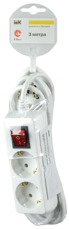 Удлинитель У02К-выкл. 2 места 2P+PE/3м 3х1мм2 16А/250В IEK