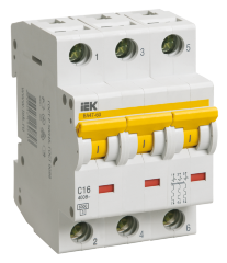 Выключатель автоматический ВА47-60 3Р 16А 6кА D IEK