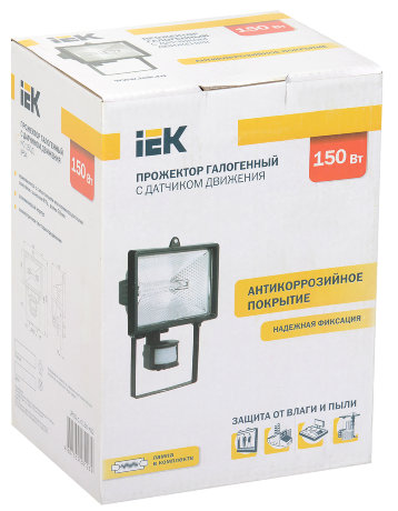 Прожектор галогенный ИО150Д (детектор) IP54 черный IEK