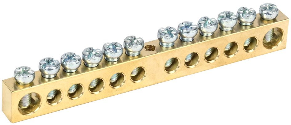 Шина PEN "земля-ноль" 8х12мм 12/1 (12групп/крепеж по центру) IEK